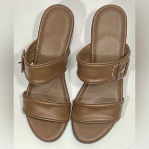 ITALIAN SHOEMAKER CHOCOLATE SANDALS BUCKL UP SIZE 7M